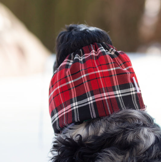 Raudonas tartan snoodas